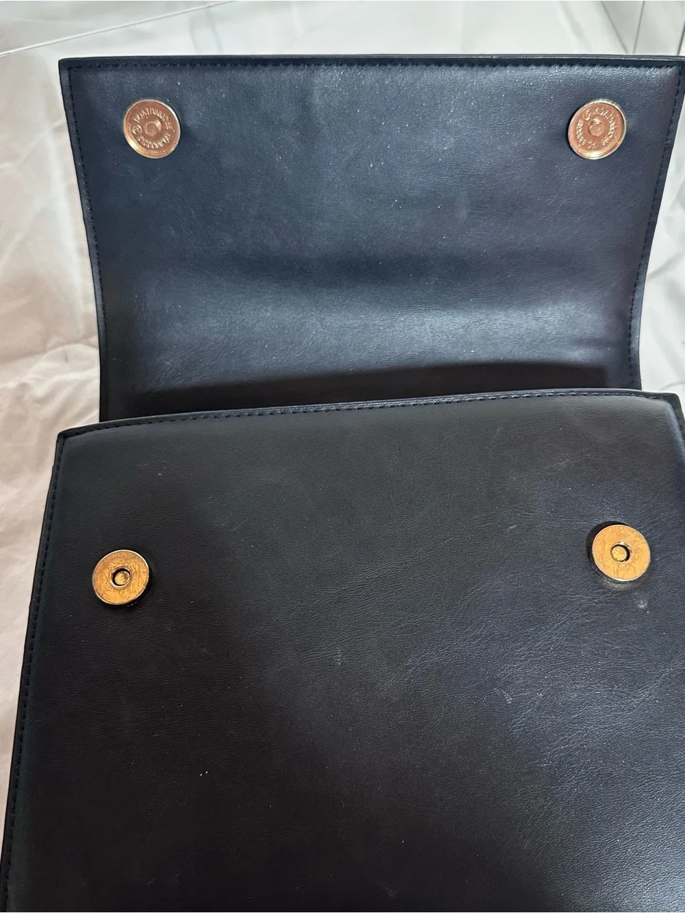 Vintage Joan & David Black Leather Satchel with Top Handle